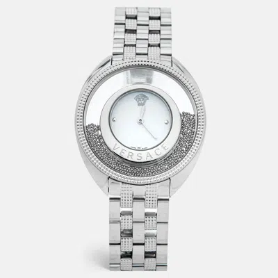 Pre-owned Versace White Stainless Steel Destiny Spirit 86q99d002-s099 Women's Wristwatch 39 Mm