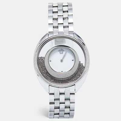 Pre-owned Versace White Stainless Steel Destiny Spirit 86q99d002-s099 Women's Wristwatch 39 Mm