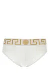 Versace White Stretch Cotton Brief In White