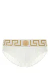 Versace White Stretch Cotton Brief In Brown