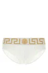 Versace White Stretch Cotton Brief In Whitegreekgold