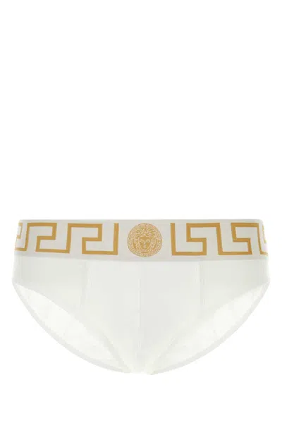 Versace White Stretch Cotton Brief