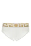 Versace White Stretch Cotton Brief In Whitegreekgold