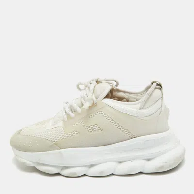 Versace White Suede And Pvc Chain Reaction Sneakers
