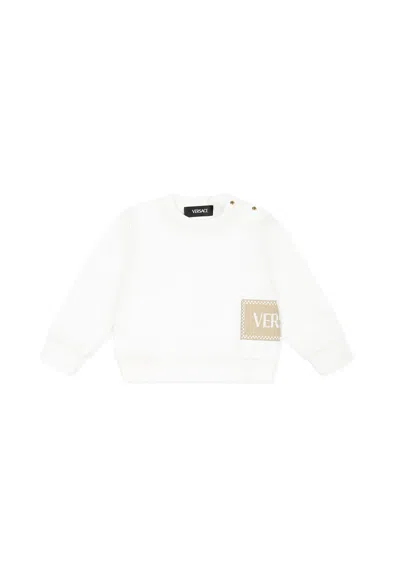 Versace White Sweatshirt For Babykids With Logo