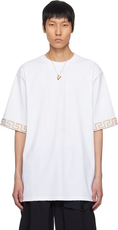 Versace Round Neck Short Sleeves Greca Detailing In White