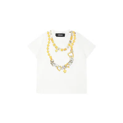 Versace White T-shirt For Babykids With Logo