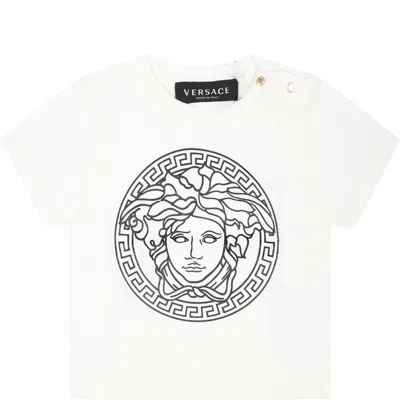 Versace White T-shirt For Babykids With Medusa Print