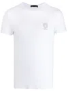 Versace White T-shirt In Stretch Jersey With Medusa Logo Crest Versce Man