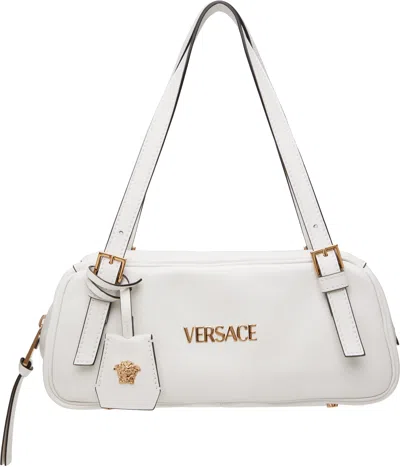 Versace White Tag Bowling Shoulder Bag In 1w56v-optic White