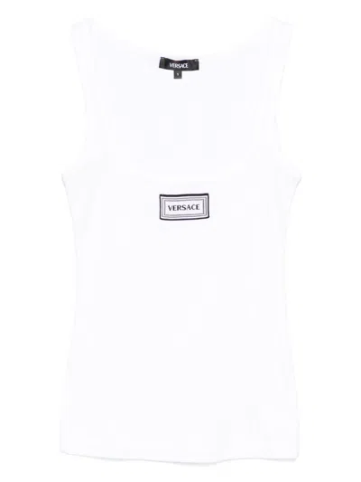 Versace White Tank Top With Logo