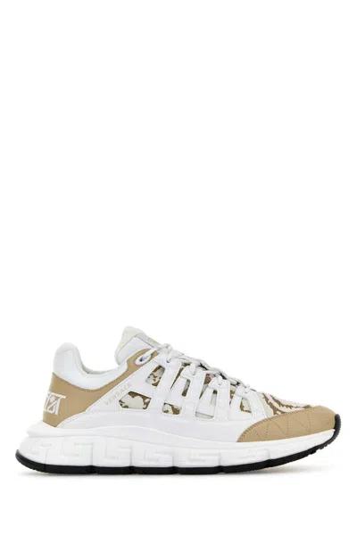 Versace White Trigreca Barocco Trainers In Multi