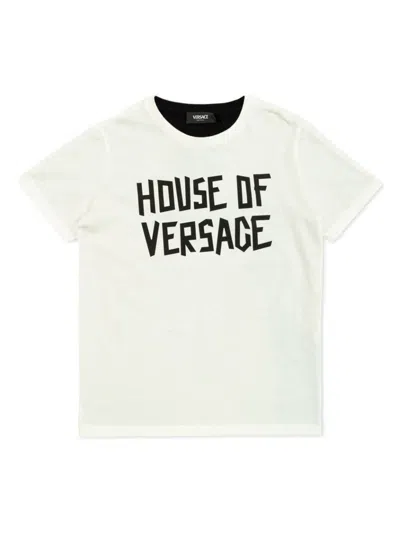 Versace Kids' Graphic Print T-shirt In White