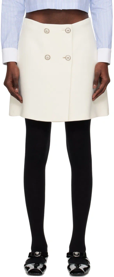 Versace White Wrap Miniskirt In 1w000-optical White