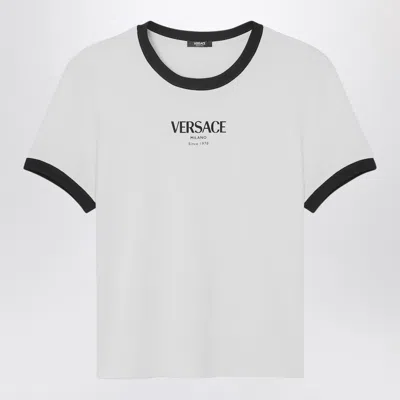 Versace Neutral Fitted Crew Neck Viscose-blend T-shirt In White