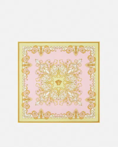 Versace White/gold Barocco Pattern Silk Scarf In Multi