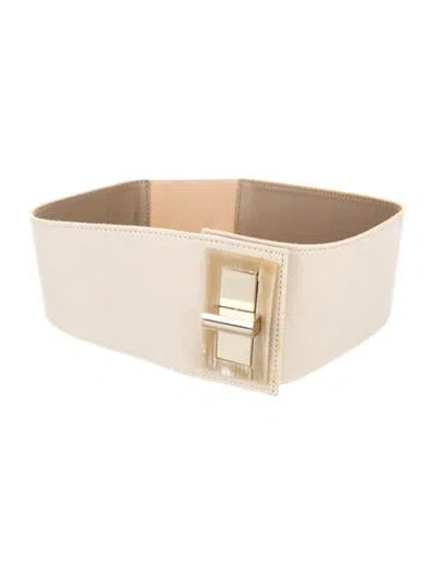 Pre-owned Versace Wide Canvas Waist Belt In Neutral