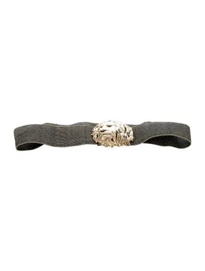 Pre-owned Versace Wide Glitter Accents Waist Belt In Multi