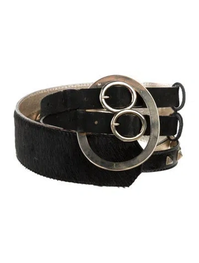 Pre-owned Versace Wide Leather Belt In Black