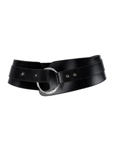 Pre-owned Versace Wide Leather Belt In Black