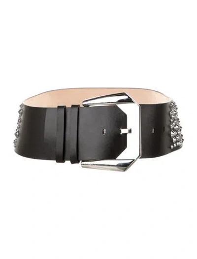 Pre-owned Versace Wide Leather Waist Belt In Black