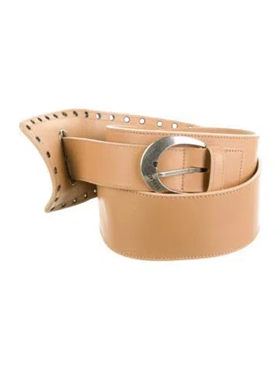Pre-owned Versace Wide Leather Waist Belt In Neutral