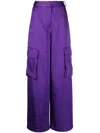 Versace Satin Cargo Pants With Loose Leg Silhouette In Purple