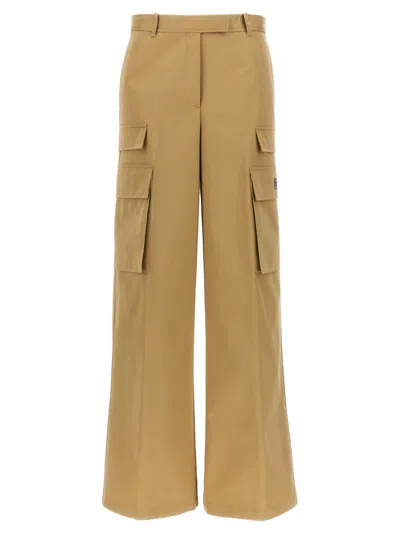 Versace Wide-leg Cotton Gabardine Cargo Pants In Brown