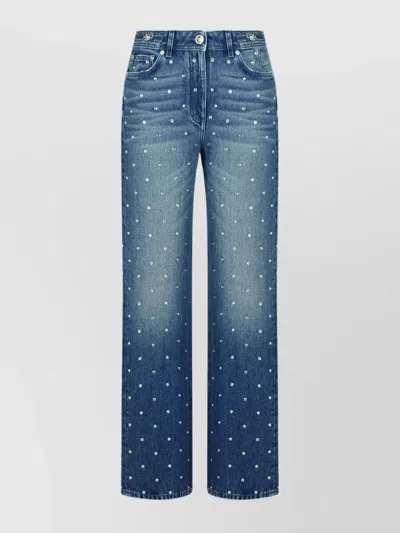 Versace Wide Leg Denim Trousers In Blue