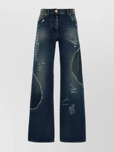 VERSACE WIDE-LEG DENIM TROUSERS FEATURING POCKETS