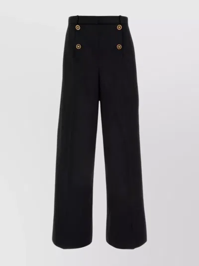 Versace Wide-leg Pant In Stretch Wool In Black