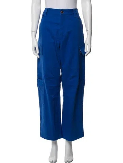 Pre-owned Versace Wide Leg Pants In Blue