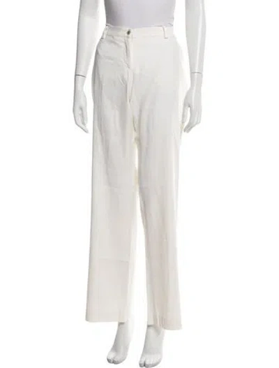 Pre-owned Versace Wide Leg Pants In White