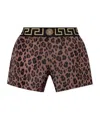 Versace Greca Border Leopard-print Boxers In Black