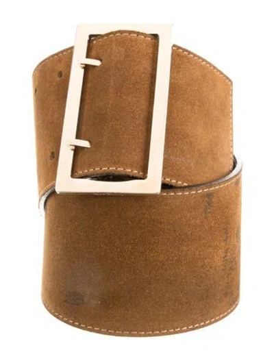 Pre-owned Versace Wide Suede Waist Belt In Brown