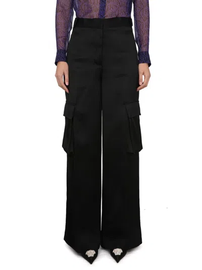 Versace Wide-leg Cargo Trousers In Black