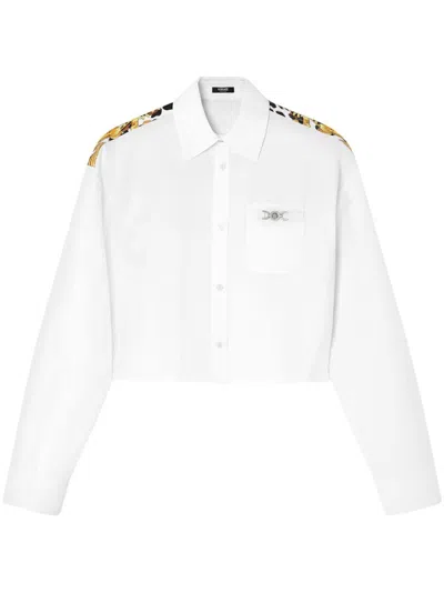 Versace Wild Barocco Cropped Shirt In White