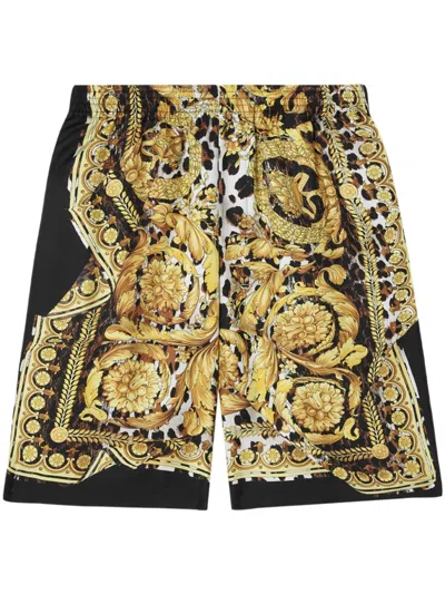 Versace Wild Barocco Silk Shorts In Print