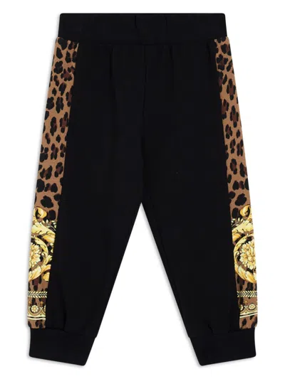 Versace Babies' Wild Barocco Sweatpants In Black