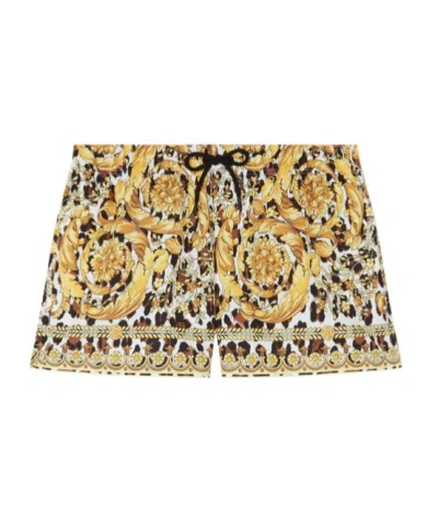 Versace Wild Barocco Swim Trunks In Multicolor