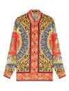 Versace Wild Cats Printed Silk Shirt In Red