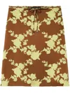 Versace Wild Roses Satin Midi Skirt In Brown