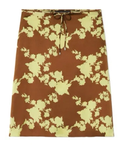 VERSACE WILD ROSES SATIN MIDI SKIRT