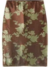 Versace Wild Roses Metallic Mesh Midi Skirt In Brown