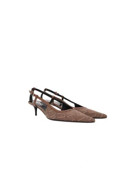 Versace With Heel In Beige+brown
