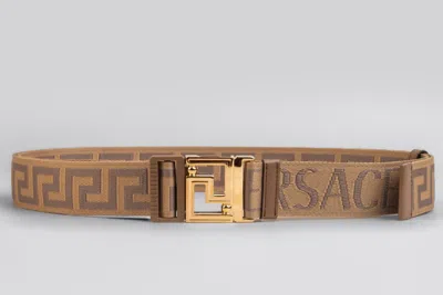 Pre-owned Versace With Tags  Allover Monogram Reversible Beige Belt One Size