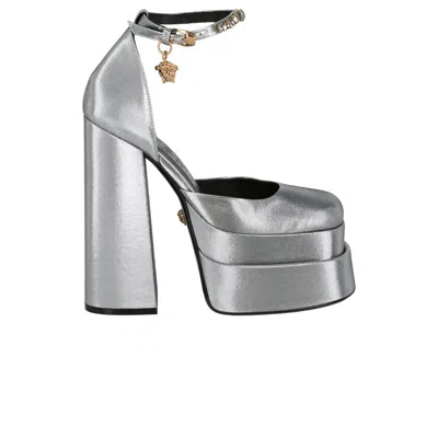 Pre-owned Versace Wmns Medusa Aevitas Platform Pump 'grey' | Women's Size 39.5 In Gray