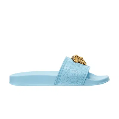 Pre-owned Versace Wmns Palazzo Pool Slide 'light Blue' | Women's Size 35