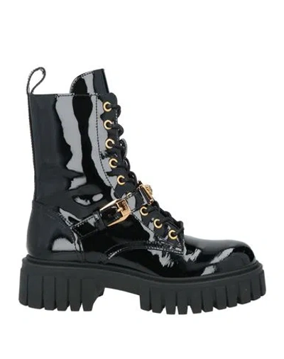 Versace Woman Ankle Boots Black Size 7 Leather
