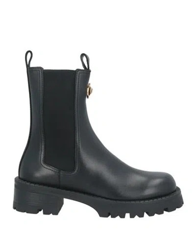 Versace Woman Ankle Boots Black Size 7.5 Leather